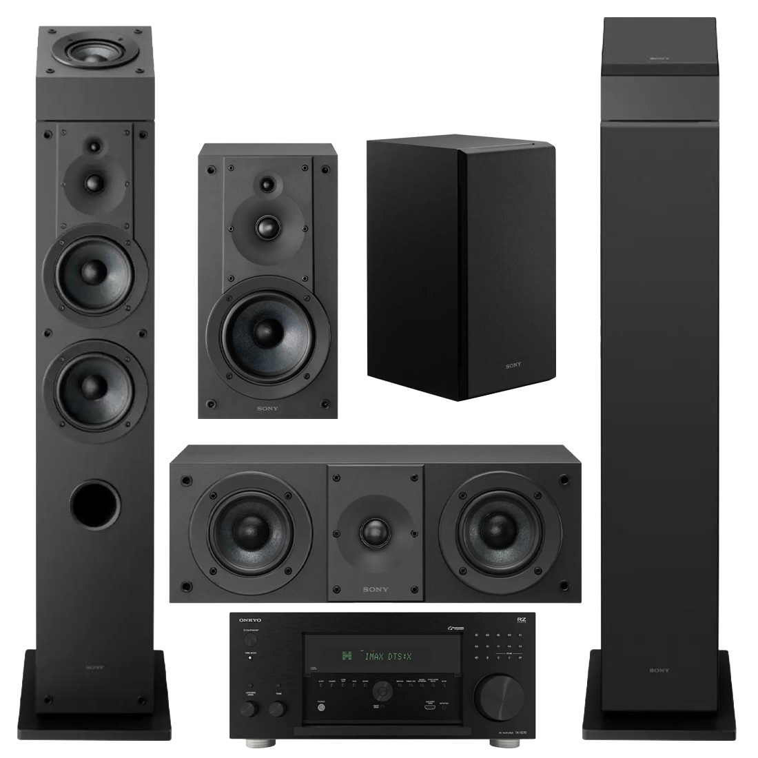 Onkyo TX-RZ70 Premium 11.2 Receiver| Sony 7.0 Speaker Bundle – SS-CS3M2 (2) | SS-CS5M2 | SS-CS8M2 | SS-CSEM2- Bundle