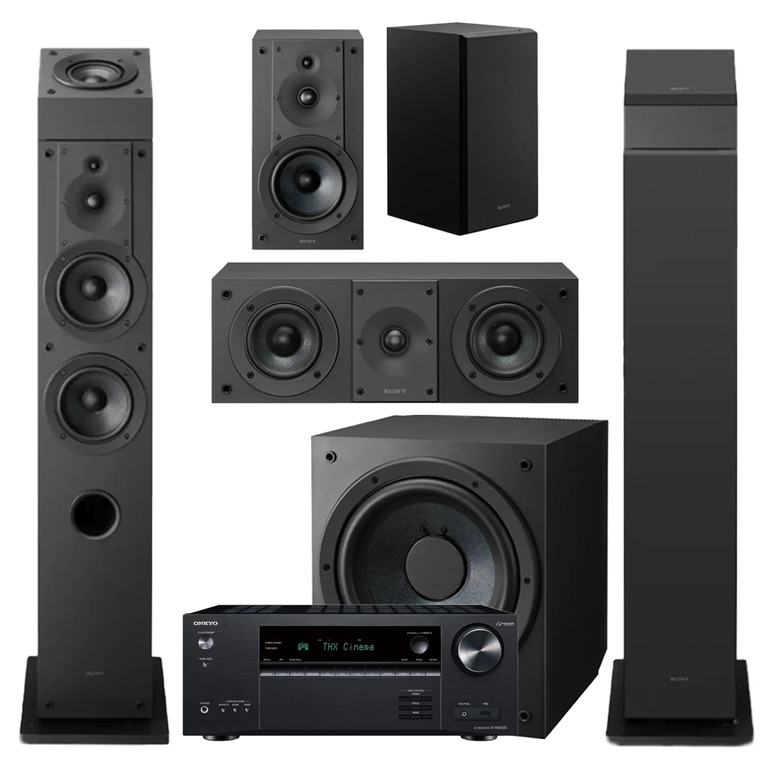 Onkyo TX-NR6100 Receiver |Sony CS Series 7.1 SS-CS3M2| SS-CS3M2 (2) | SS-CS5M2 | SS-CS8M2 | SS-CSEM2 | SA-CS9M2 - Bundle