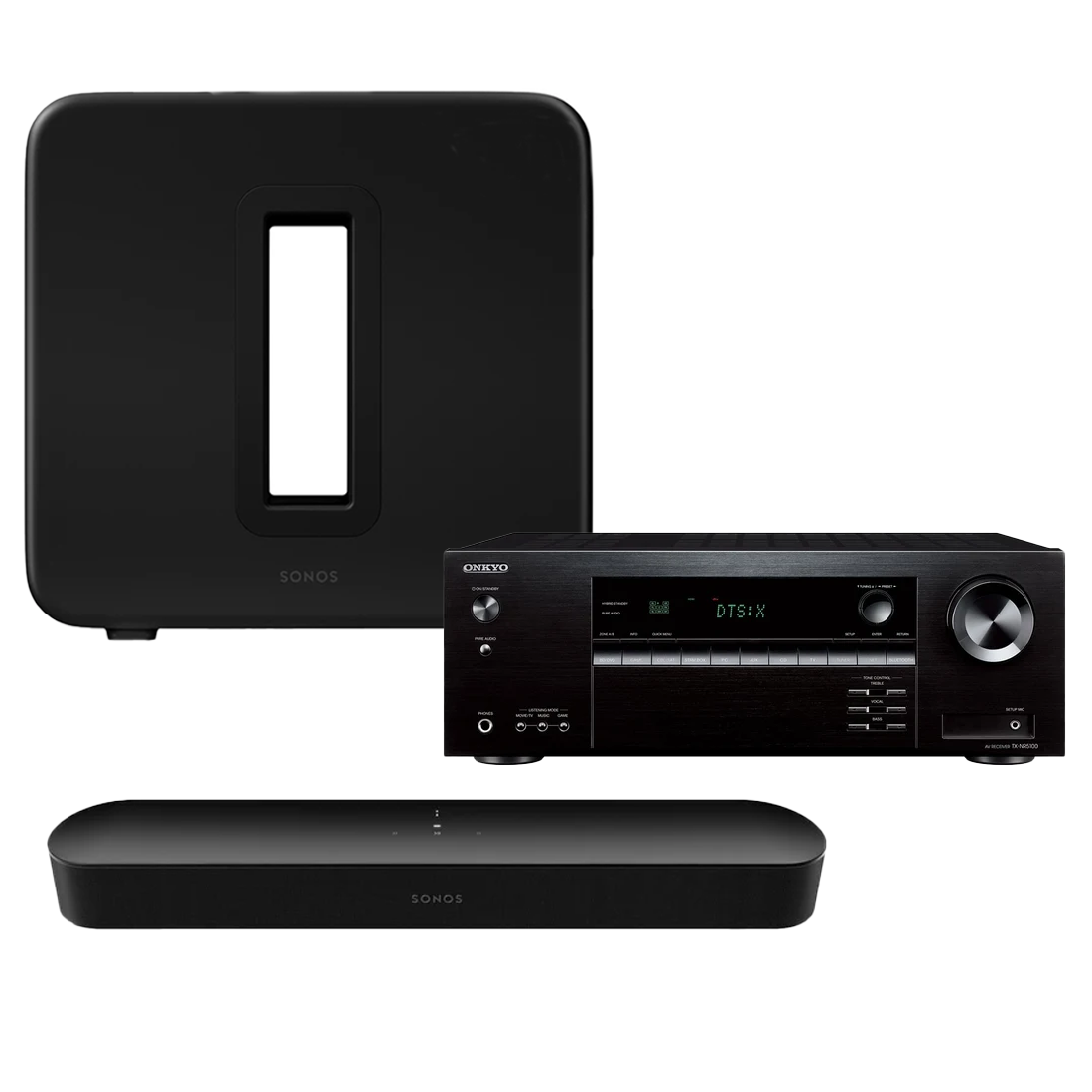 Onkyo TX-NR5100 7.2 Receiver | Sonos Premium Set with Beam Gen 2 | Sub Gen 4 - Bundle