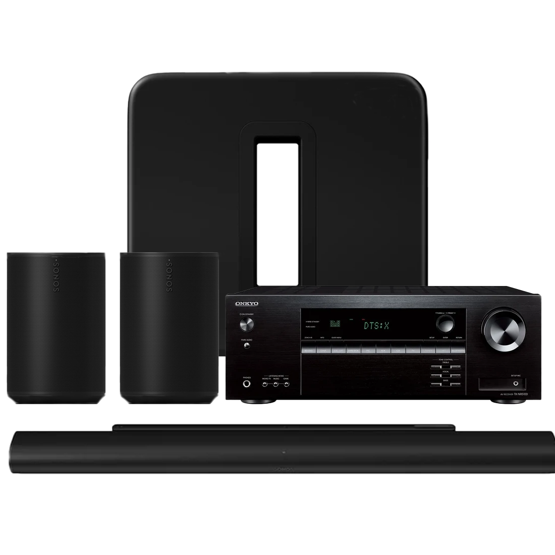 Onkyo TX-NR5100| Sonos Premium Set with Arc Ultra| Sub Gen 4 | Era 100 (2) - Bundle