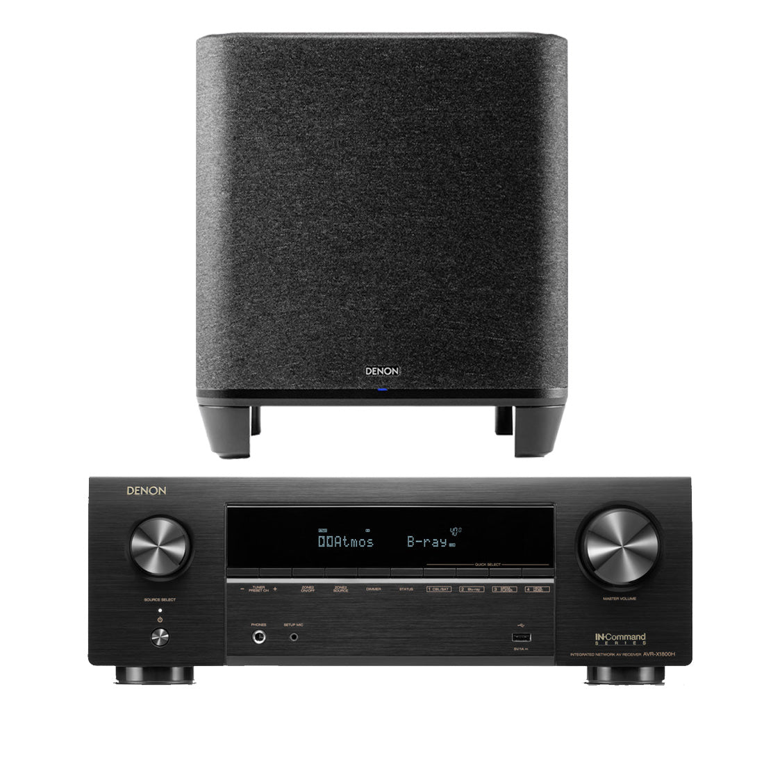 Denon AVR-X1800H 7.2 Channel 8K Receiver | Home Subwoofer Bundle
