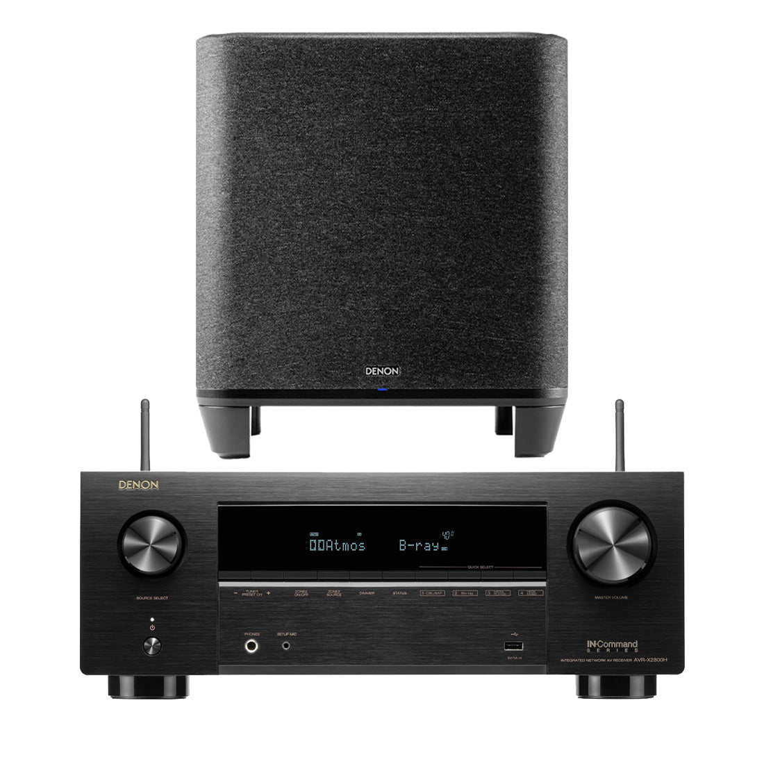 Denon AVR-X2800H 7.2 Channel 8K AV Receiver | Home Subwoofer Bundle