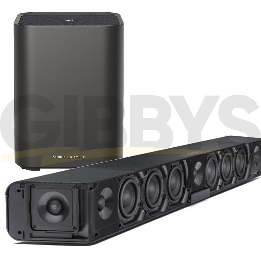 Sennheiser AMBEO Max 5.1.4 Channel Soundbar – Black | Sennheiser AMBEO Sub Wireless Subwoofer – Black – Bundle