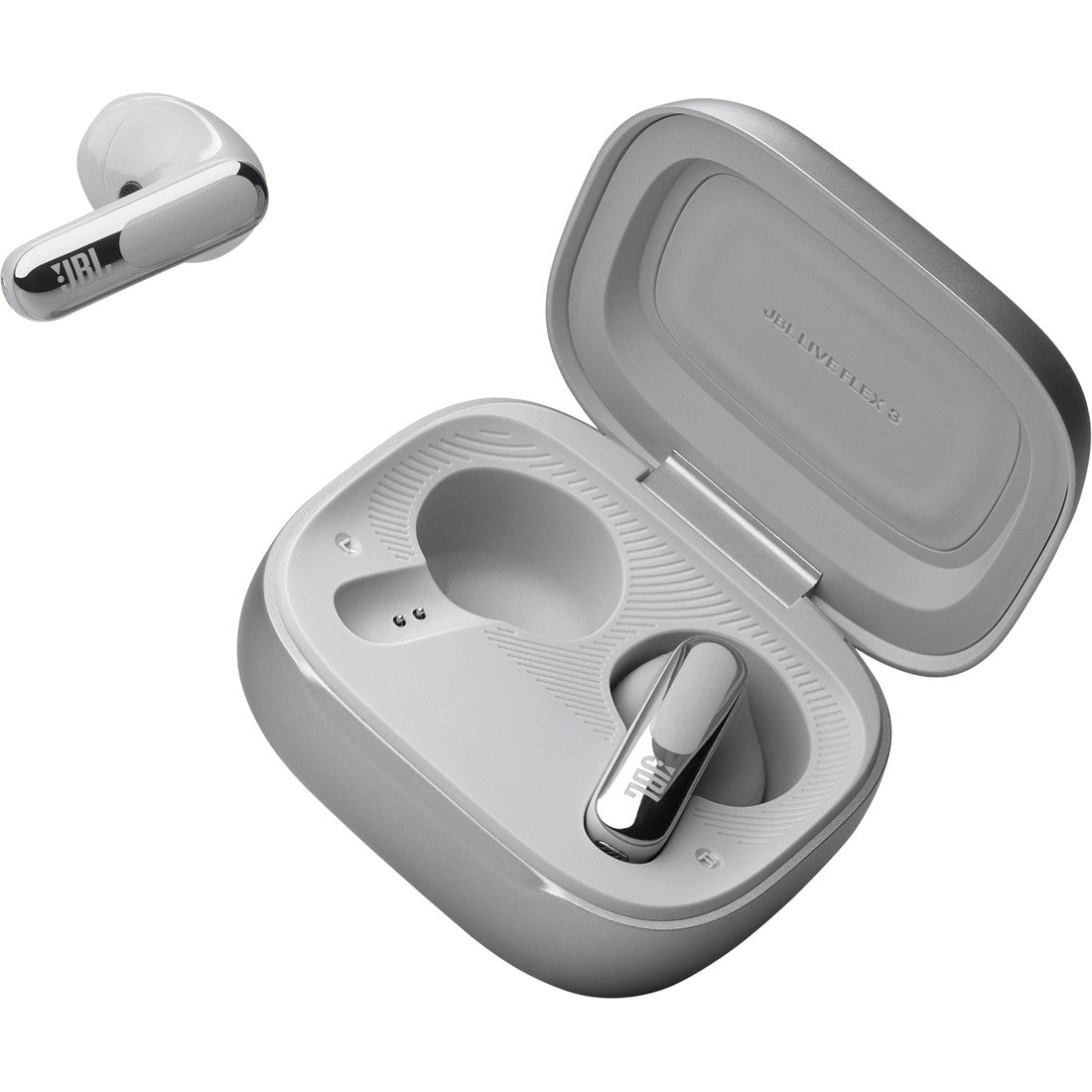 JBL Live Flex 3 - Silver - True wireless noise-cancelling open-stick earbuds - Detailshot 7