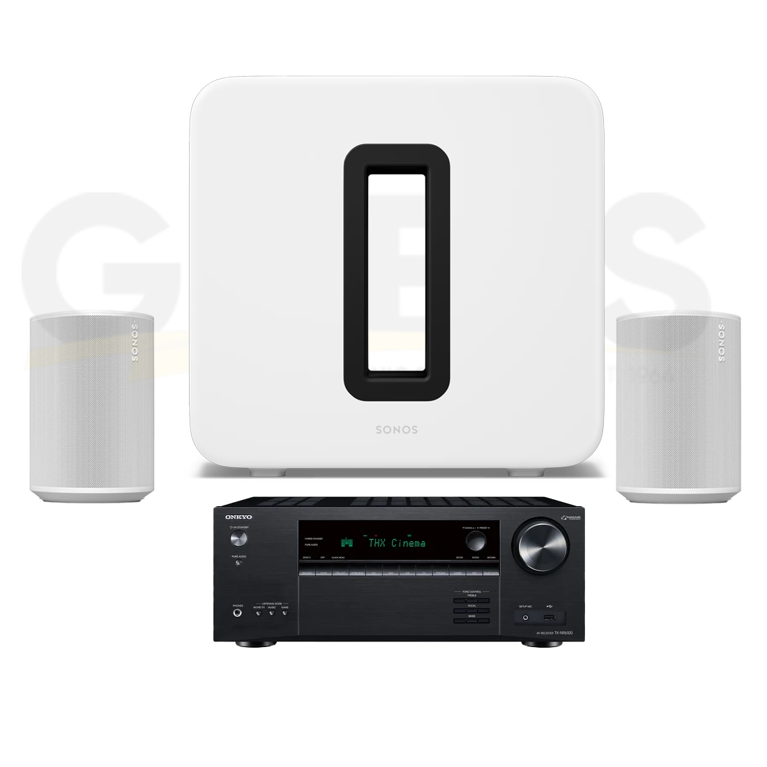 Onkyo TX-NR6100 Receiver | Sonos Premium Home Theatre Completion Set - Sub 4 | 2x Era 100 - Bundle