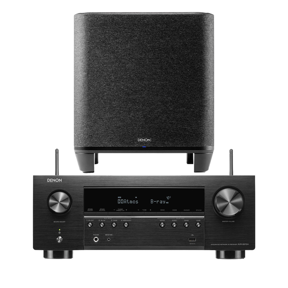 Denon AVR-S970H 7.2 Channel 8K Receiver | Home Subwoofer Bundle