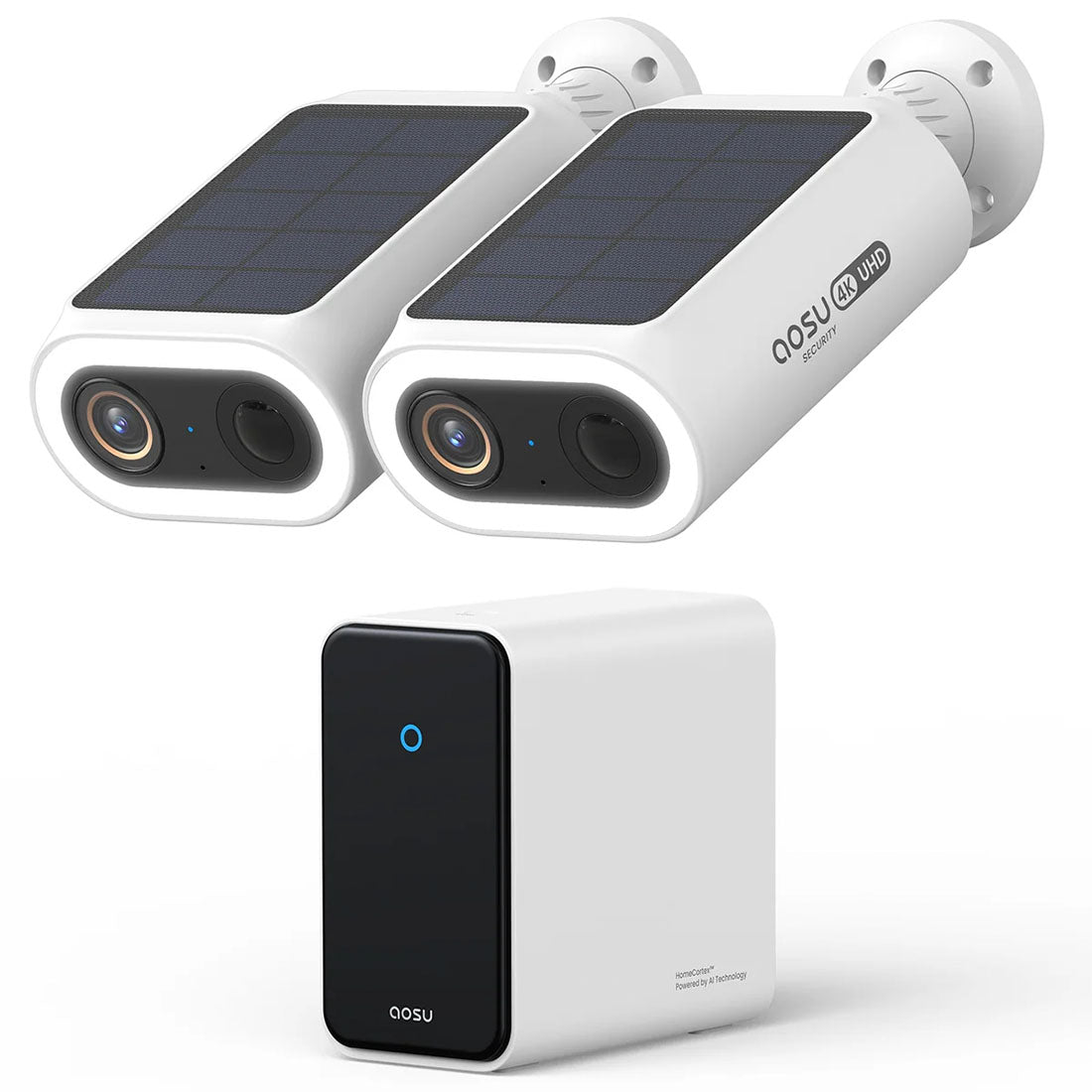 AOSU C8S2H P1 Max Solar Powered 4K Outdoor Security Camera Bundle with Cortex Hub - 2 Cameras