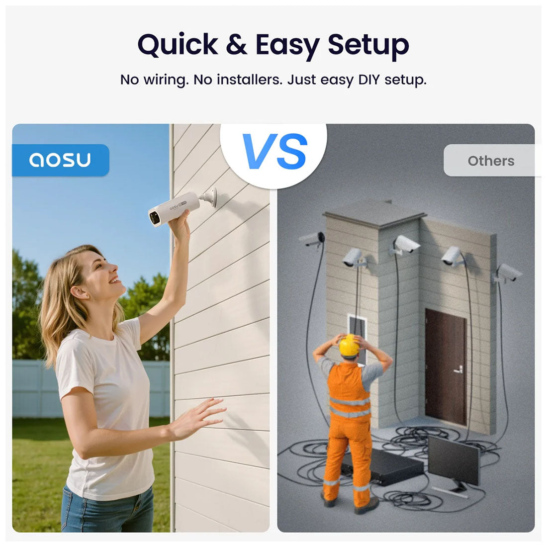 AOSU C8S4H P1 Max Solar Powered 4k Outdoor Security Camera Bundle with Cortex Hub - 4 Cameras