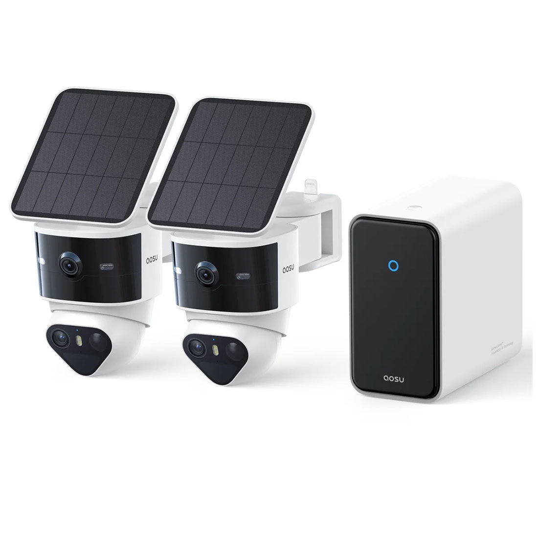 AOSU C9P2H T2 Pro Solar Powered 3k Outdoor Security Camera Bundle with Cortex Hub - 2 Cameras