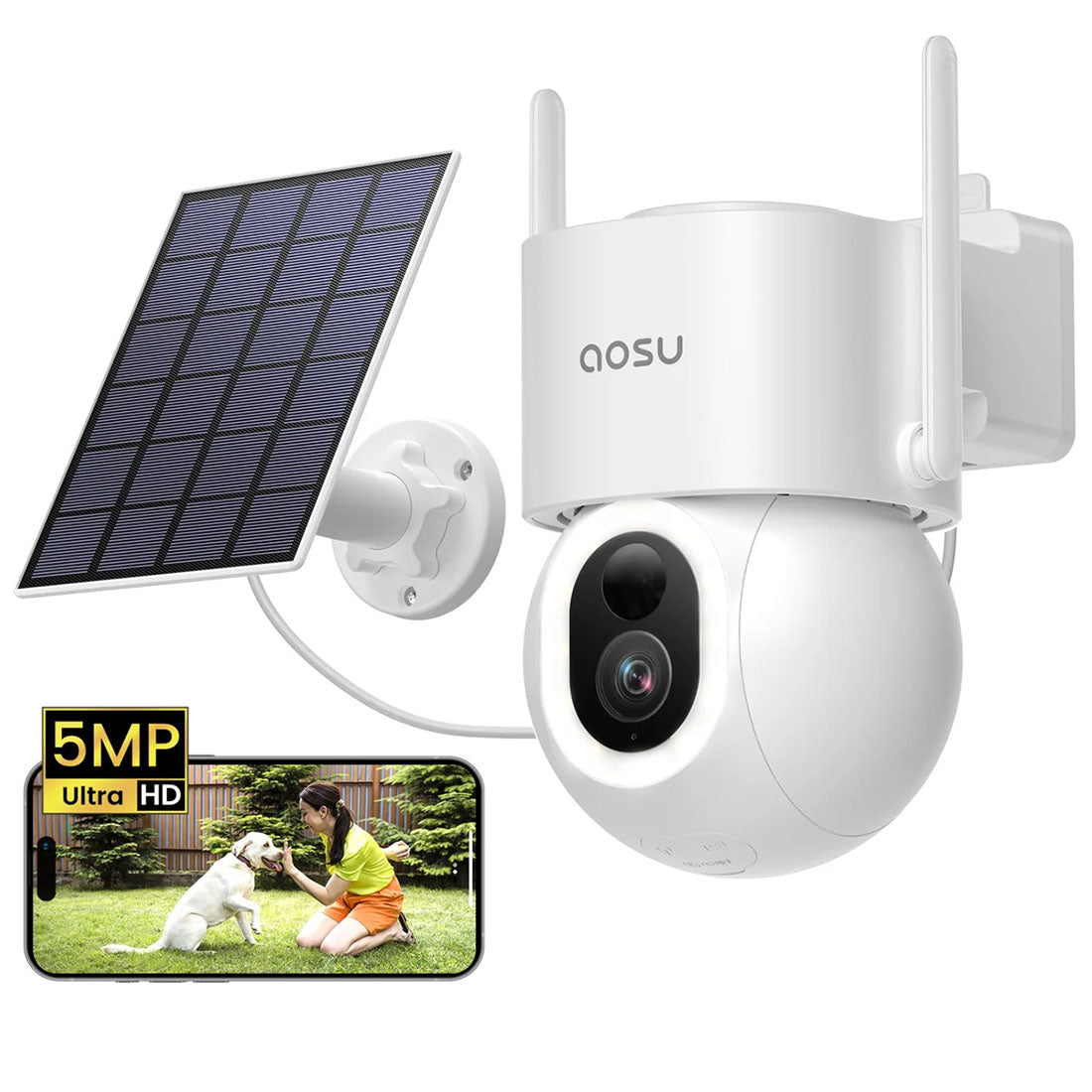 AOSU C9S2H D1 Max Solar Powered 4k Outdoor Security Camera Bundle with Cortex Hub - 2 Cameras