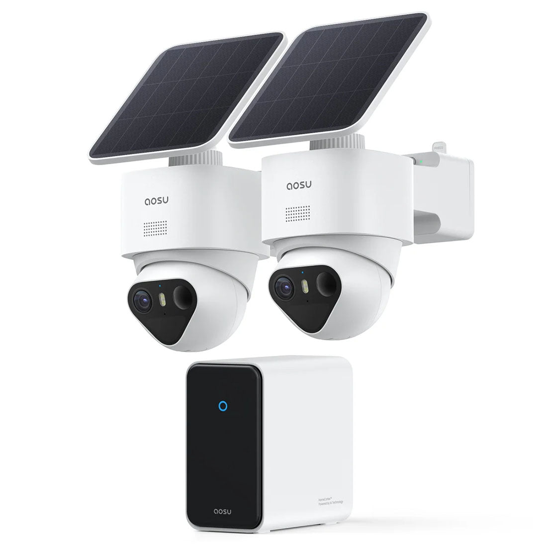 AOSU C9X2H T2 Ultra Solar Powered 4k Outdoor Security Camera Bundle with Cortex Hub - 2 Cameras