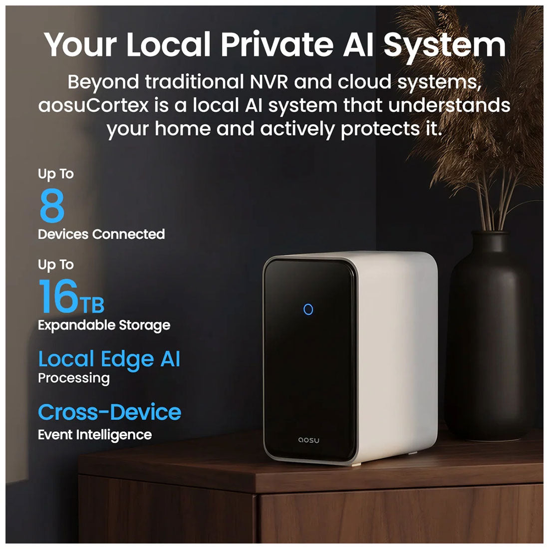 AOSU CORTEX Security HUB with 16TB of Storage Supports 8 4K Cameras