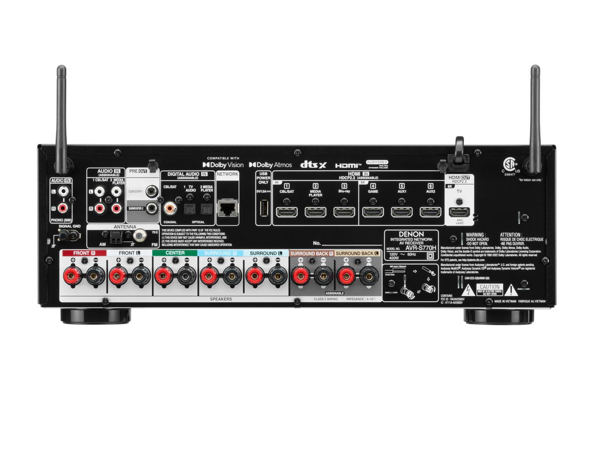 Denon AVR-S770H 7.2 Ch. 8K AV Receiver - 2024 Model