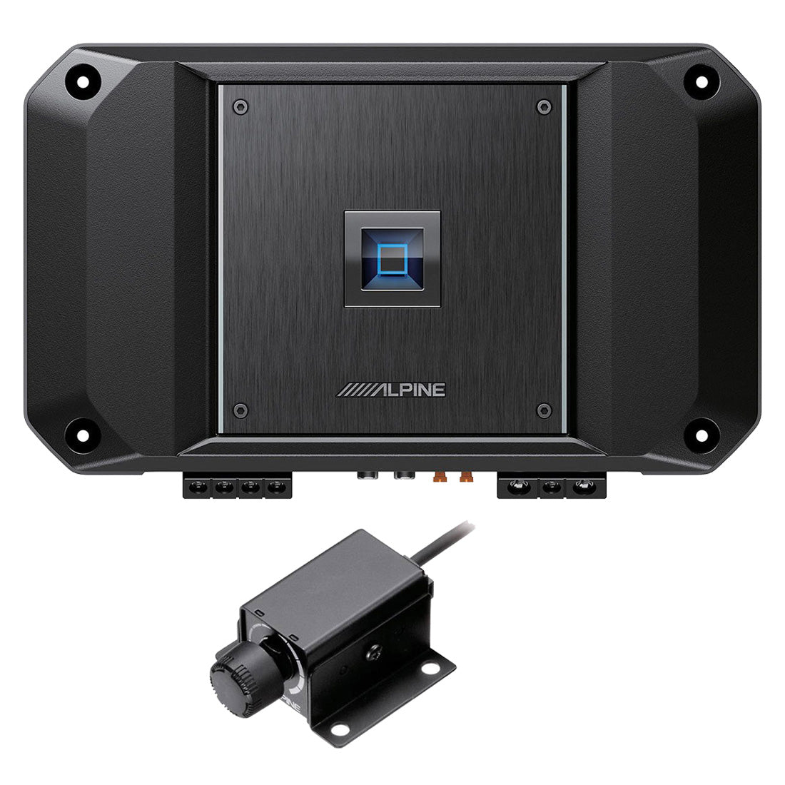 Alpine R2-A75M R-Series 750W Mono Amplifier | RUX-KNOB.2 Remote Bass Level Control - Bundle