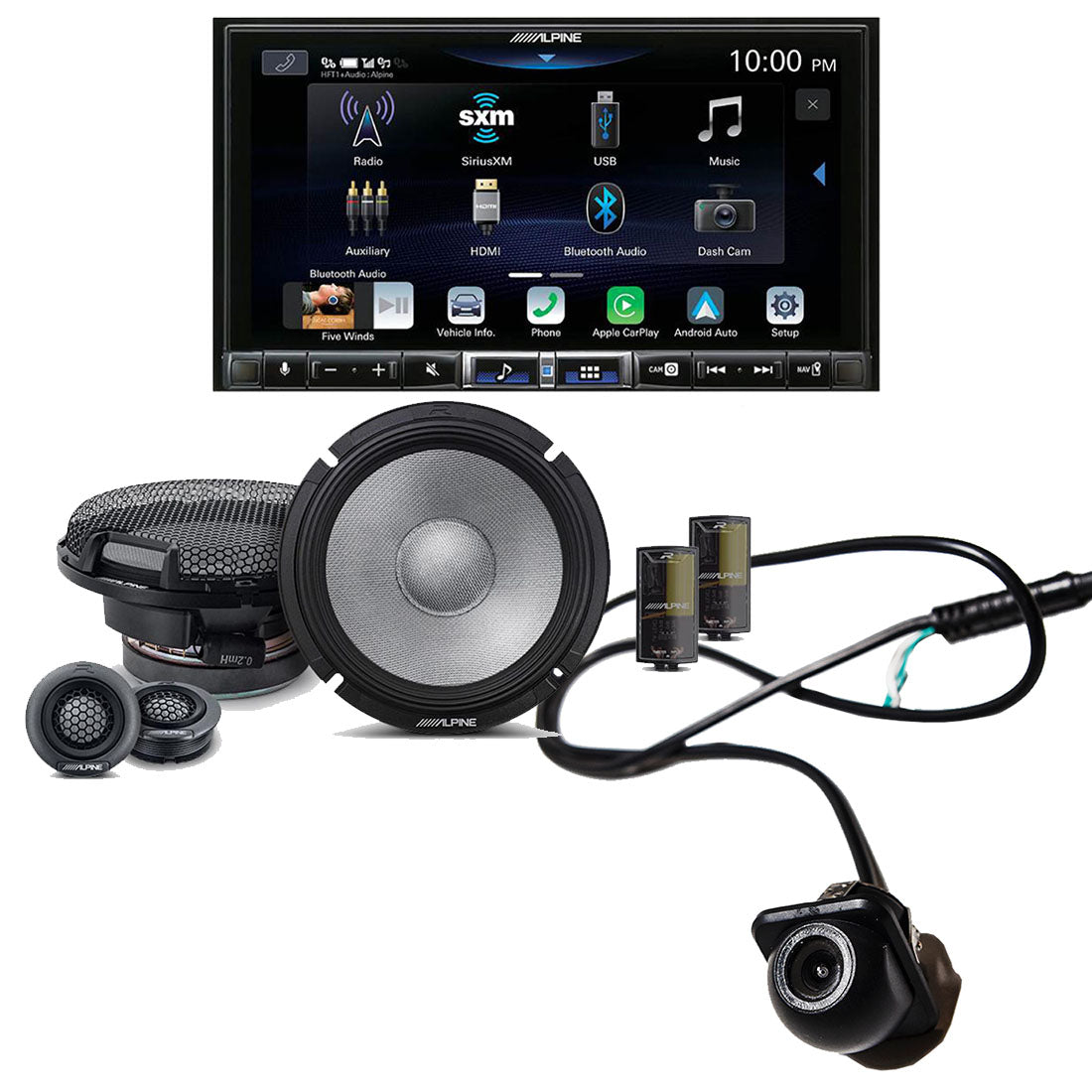 Alpine ILX-507 Digital Multimedia Receiver | Alpine R2-S65C 6.5" Speaker Set | EchoMaster RVC 5721 Backup Camera - Bundle