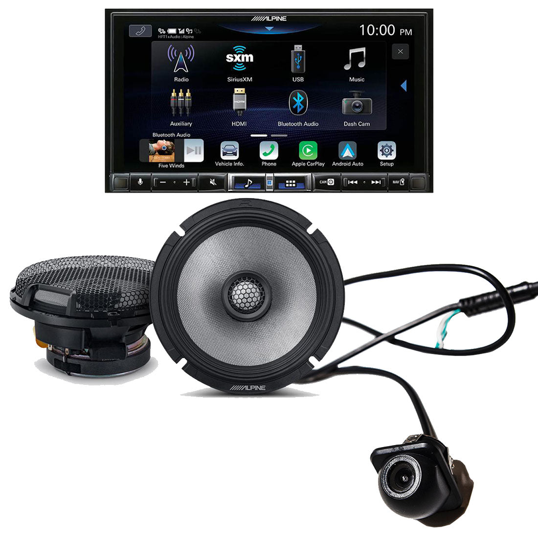 Alpine ILX-507 Digital Multimedia Receiver | Alpine R2-S65 Speaker Set | EchoMaster RVC 5721 Backup Camera - Bundle