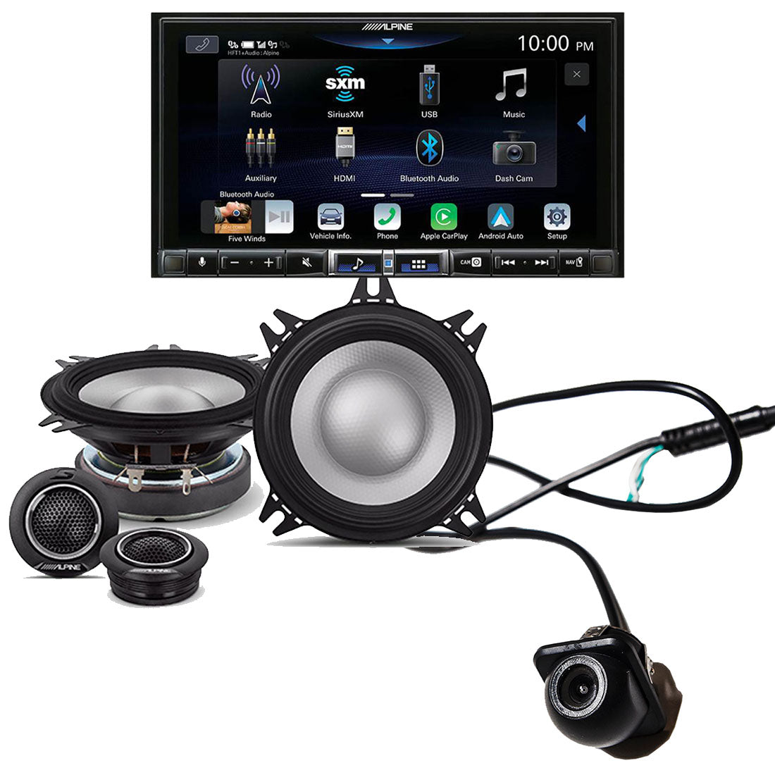 Alpine ILX-507 Digital Multimedia Receiver | Alpine S2-S40C 4" Speaker System | EchoMaster RVC 5721 Backup Camera - Bundle