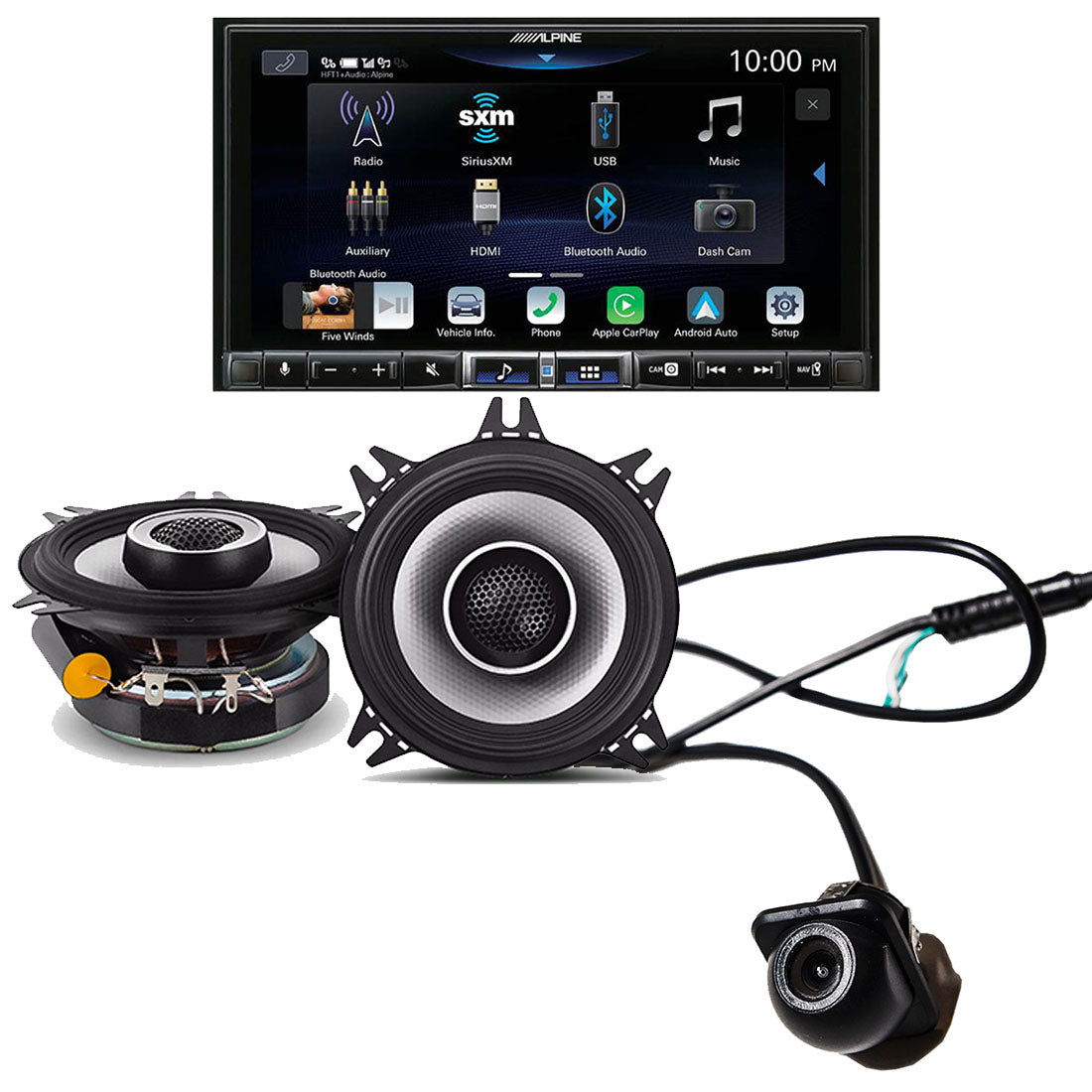 Alpine ILX-507 Digital Multimedia Receiver | Alpine S2-S40 Car Speakers | EchoMaster RVC 5721 Backup Camera - Bundle