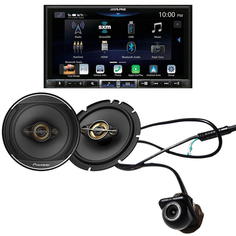 Alpine ILX-507 Digital Multimedia Receiver | Pioneer TS-A1681F Car Speakers | EchoMaster RVC 5721 Backup Camera - Bundle