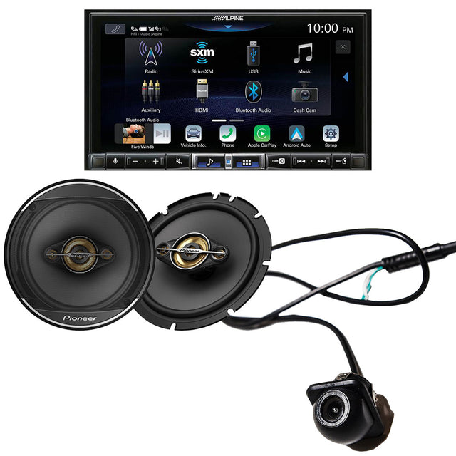 Alpine ILX-507 Digital Multimedia Receiver | Pioneer TS-A1681F Car Speakers | EchoMaster RVC 5721 Backup Camera - Bundle