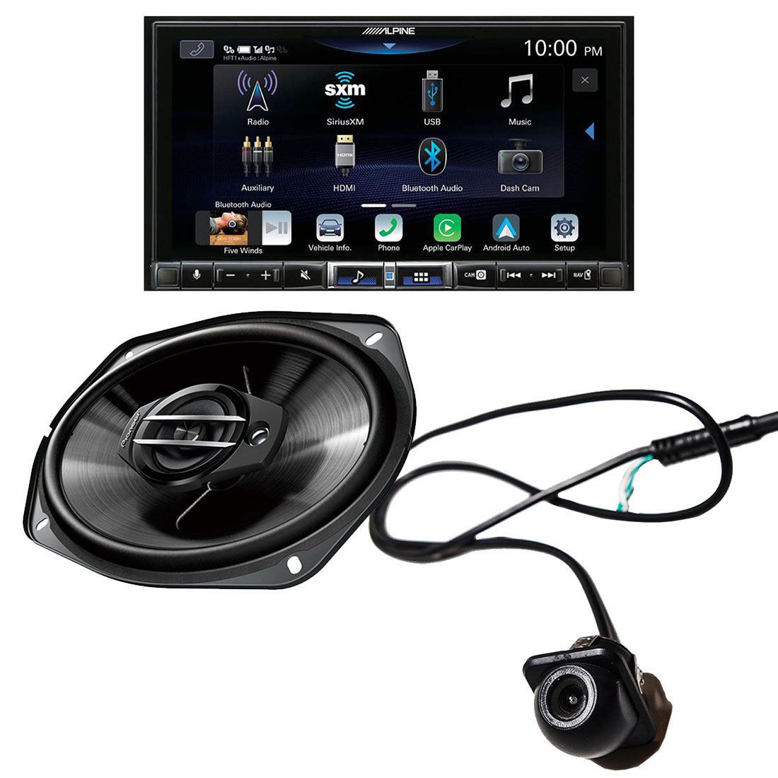 Alpine ILX-507 Digital Multimedia Receiver | Pioneer TS-G6930F 6x9" Car Speakers | EchoMaster RVC 5721 Backup Camera - Bundle