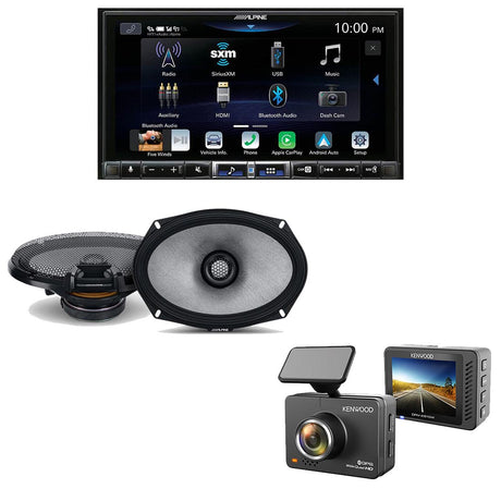Alpine ILX-507 Multimedia Receiver | Alpine R2-S69 Car Speakers | Kenwood DRV-A510W Dash Cam - Bundle