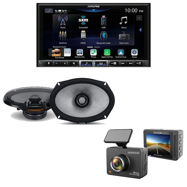 Alpine ILX-507 Multimedia Receiver | Alpine R2-S69 Car Speakers | Kenwood DRV-A510W Dash Cam - Bundle