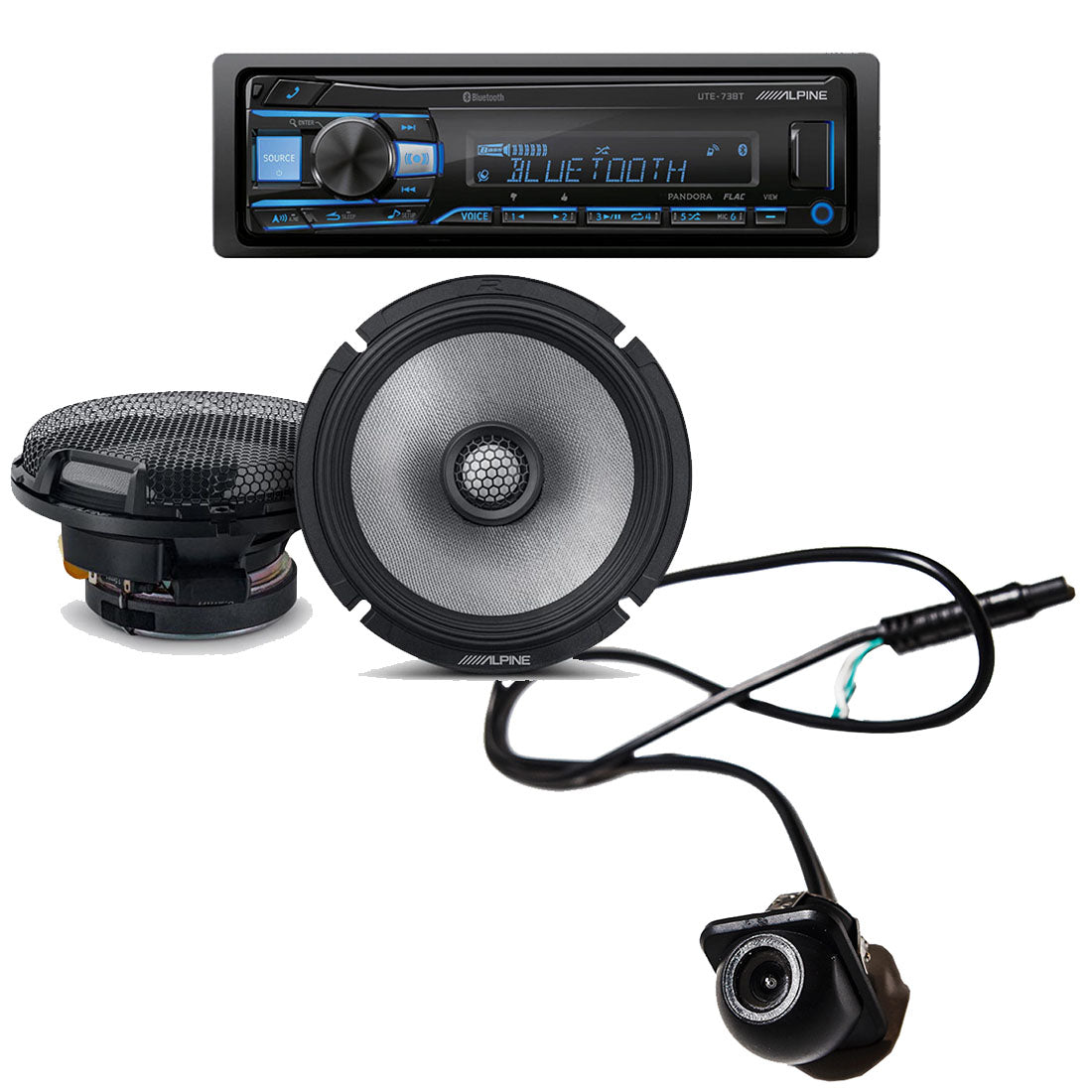 Alpine UTE-73BT Digital Media Receiver | Alpine R2-S65 6.5" Speaker Set | EchoMaster RVC 5721 Backup Camera - Bundle (Copy)