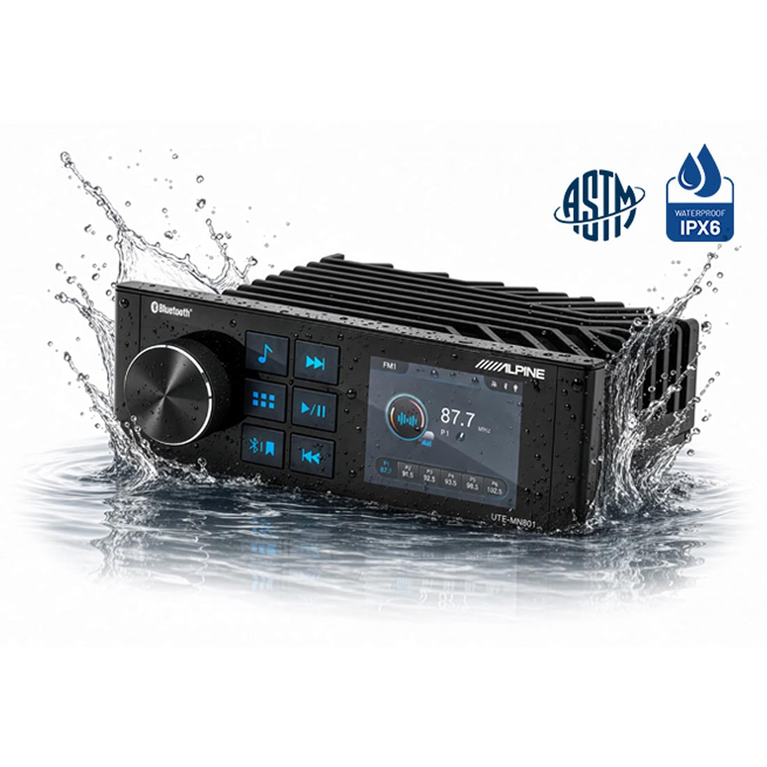 Alpine UTE-MN801 Waterproof Marine Bluetooth Receiver with NMEA 2000