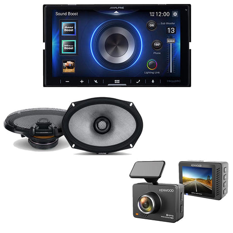 Alpine iLX-W670 Digital Multimedia Receiver | Alpine R2-S69 Car Speakers | Kenwood DRV-A510W HD Dash Cam - Bundle