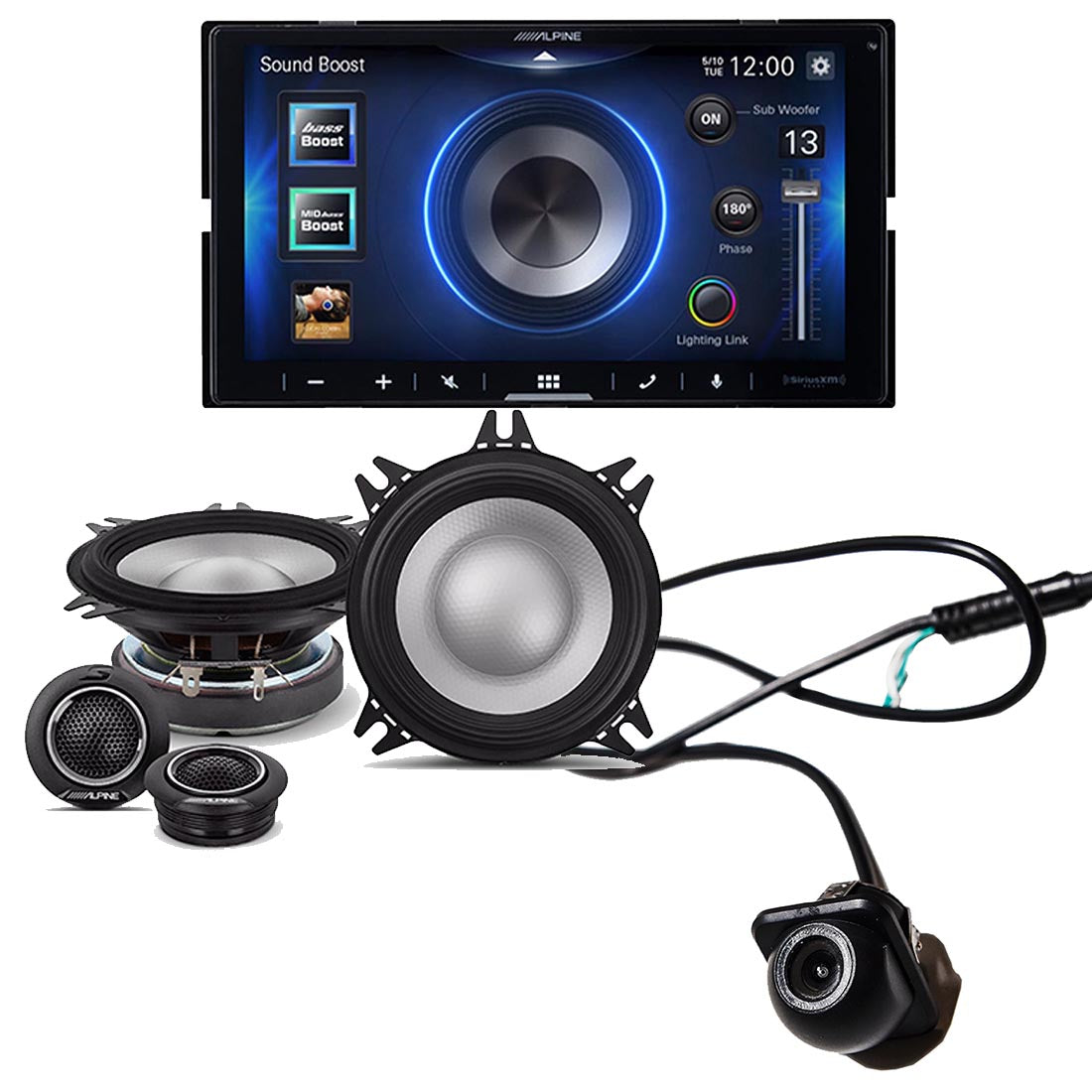Alpine iLX-W670 Digital Multimedia Receiver | Alpine S2-S40C Speaker System | EchoMaster RVC 5721 Backup Camera - Bundle