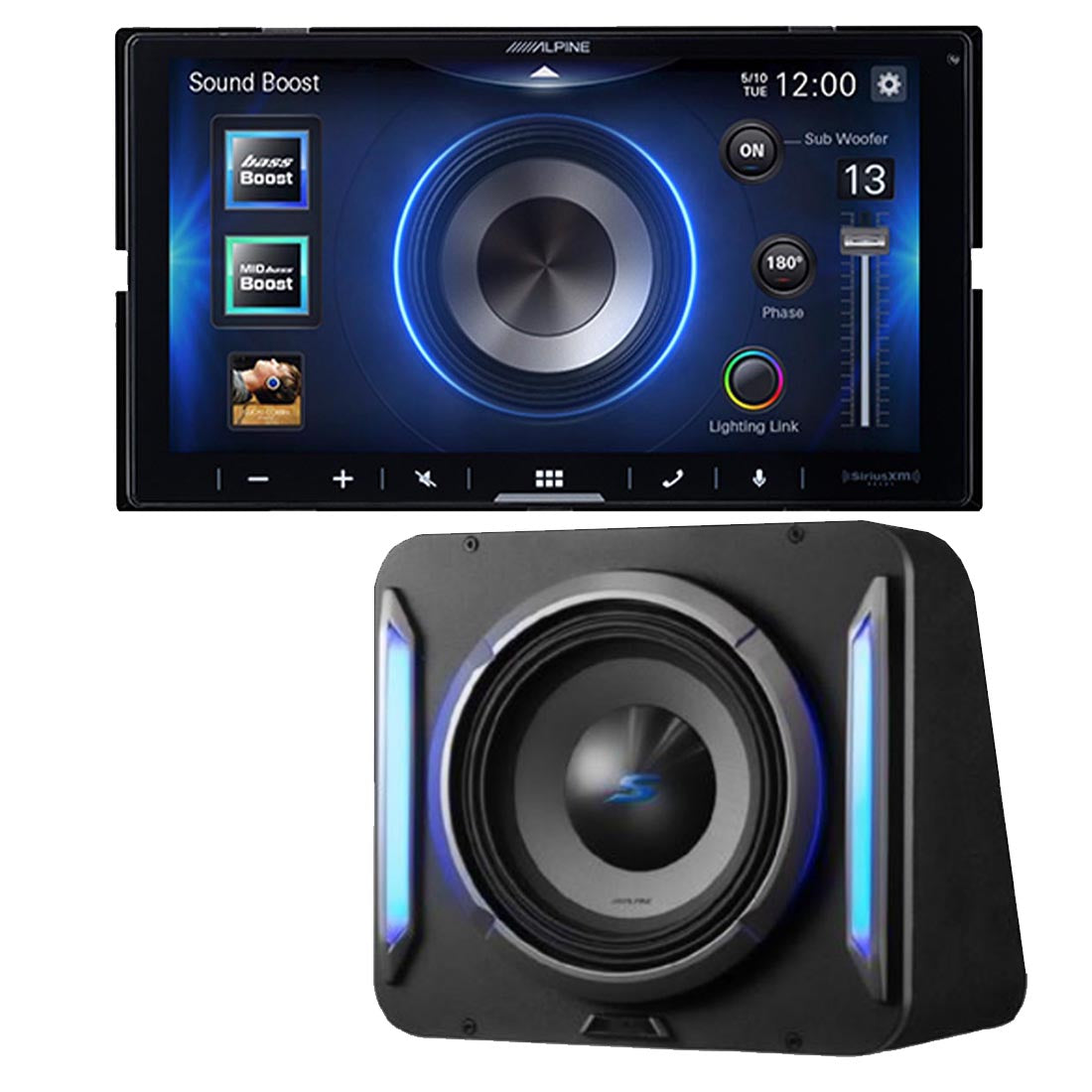 Alpine iLX-W670 Digital Multimedia Receiver | Alpine S2-SB12 Preloaded Subwoofer Wedge Enclosure - Bundle