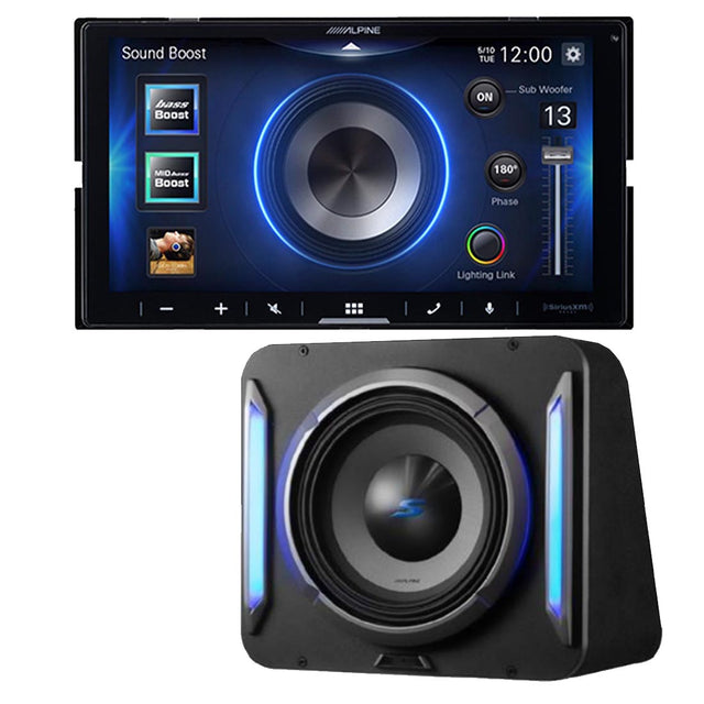 Alpine iLX-W670 Digital Multimedia Receiver | Alpine S2-SB12 Preloaded Subwoofer Wedge Enclosure - Bundle