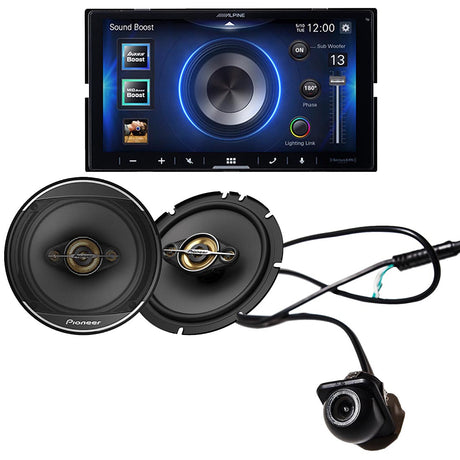 Alpine iLX-W670 Digital Multimedia Receiver | Pioneer TS-A1681F Car Speakers | EchoMaster RVC 5721 Backup Camera - Bundle