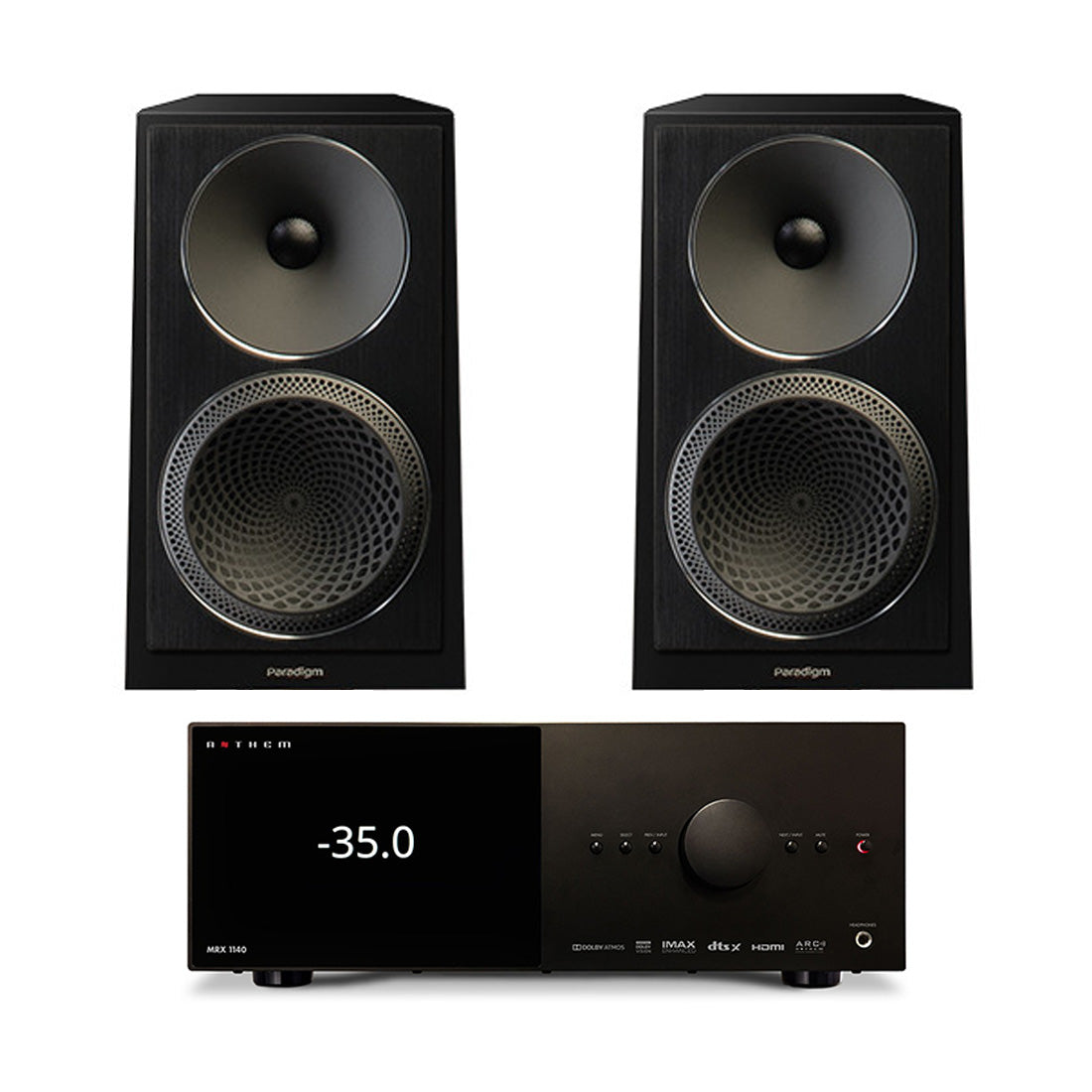 Anthem MRX 1140 8K AV Receiver | Paradigm Founder 40B Bookshelf Speakers - Gloss Black - Pair - Bundle