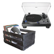 Audio-Technica AT-LP140XP-BK Direct-Drive Professional DJ Turntable | Ultralink ULPRC Record Storage Crate