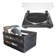Audio-Technica AT-LP60XBT-USB-BK Fully Automatic Wireless Belt-Drive USB and Analog Turntable | Ultralink ULPRC Record Storage Crate Bundle