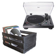 Audio-Technica AT-LP120XUSB-BK Direct-Drive Turntable | Ultralink ULPRC Record Storage Crate Bundle