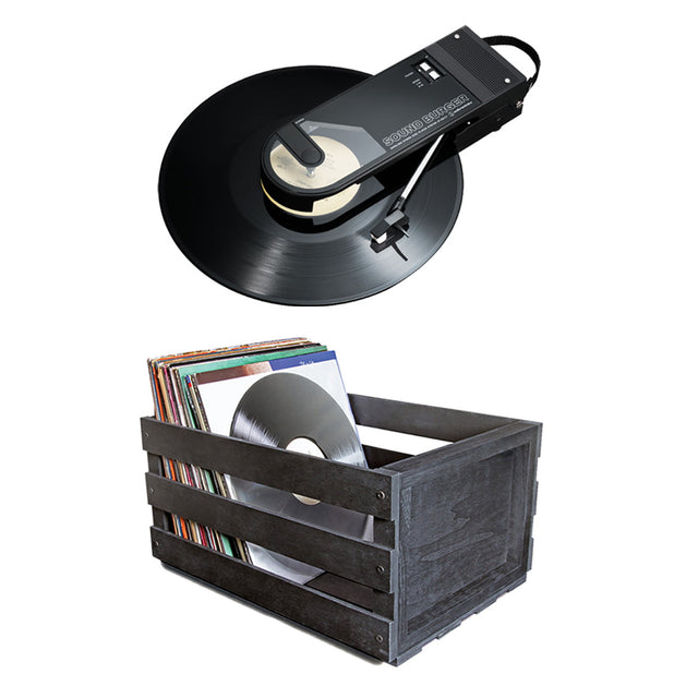 Audio-Technica AT-SB727-BK Sound Burger Portable Bluetooth Turntable | Ultralink ULPRC Record Storage Crate Bundle