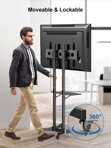 ErgoAV BETCL1-01B Cart for TVs 40" to 75" with Height Adjust