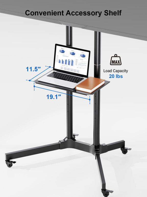 ErgoAV BETCL1-01B Cart for TVs 40" to 75" with Height Adjust