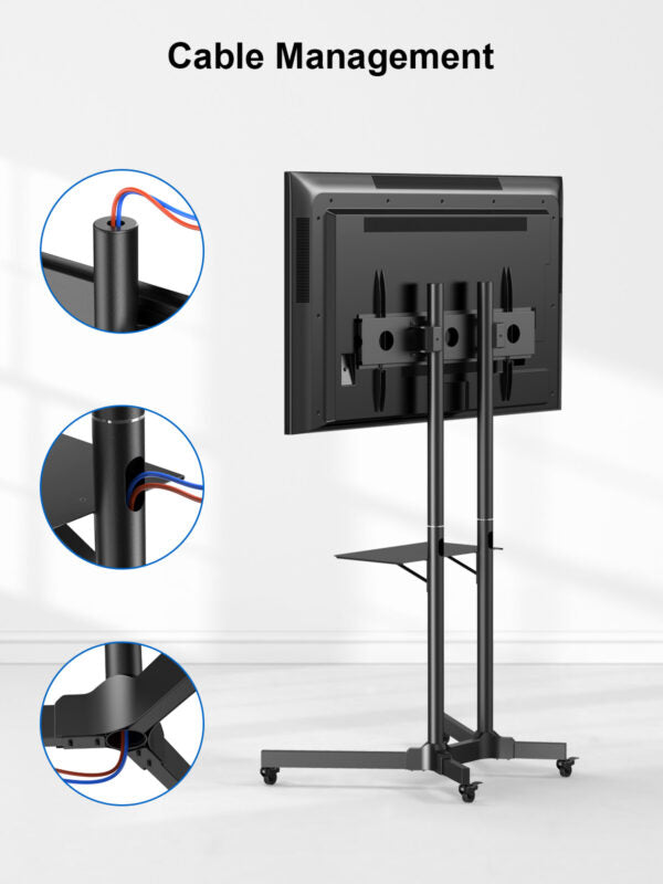 ErgoAV BETCL1-01B Cart for TVs 40" to 75" with Height Adjust