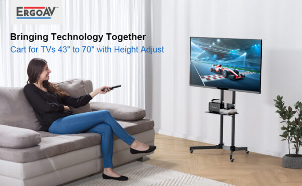 ErgoAV BETCL1-01B Cart for TVs 40" to 75" with Height Adjust