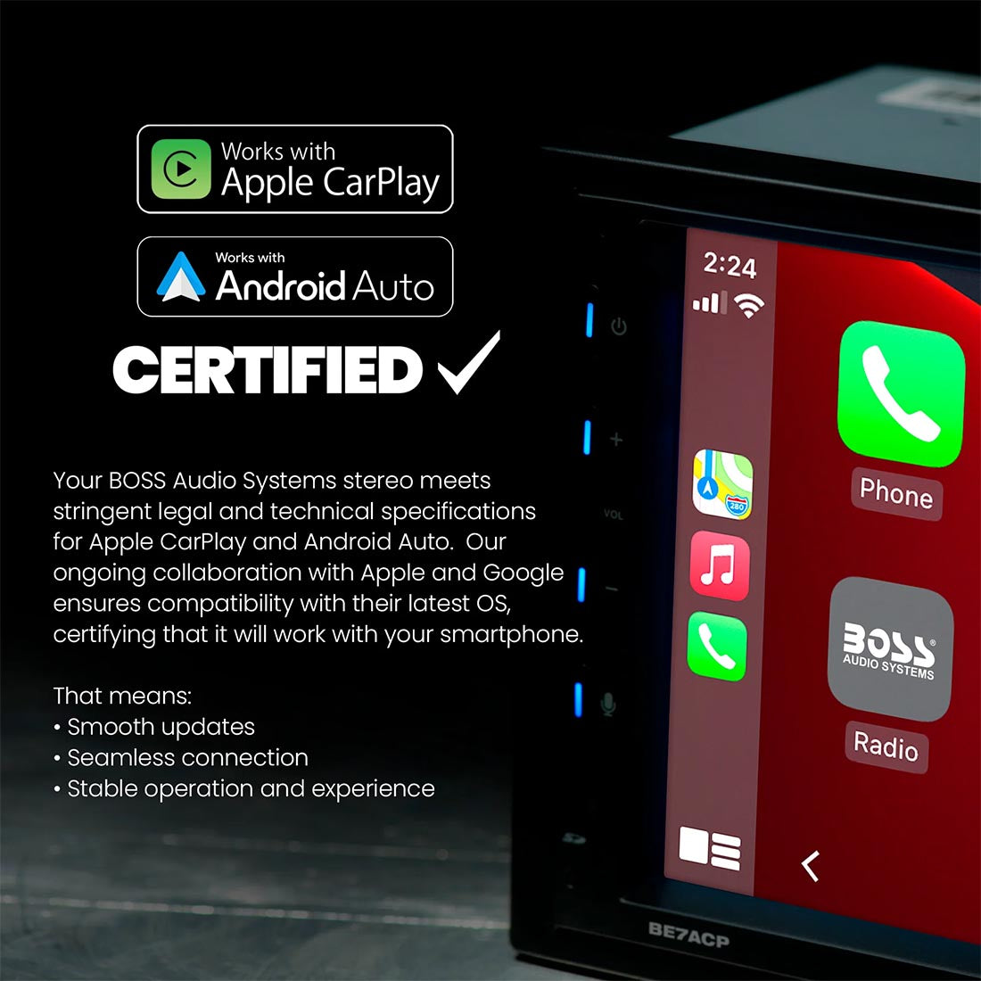BOSS Audio BE7ACP Apple and Android