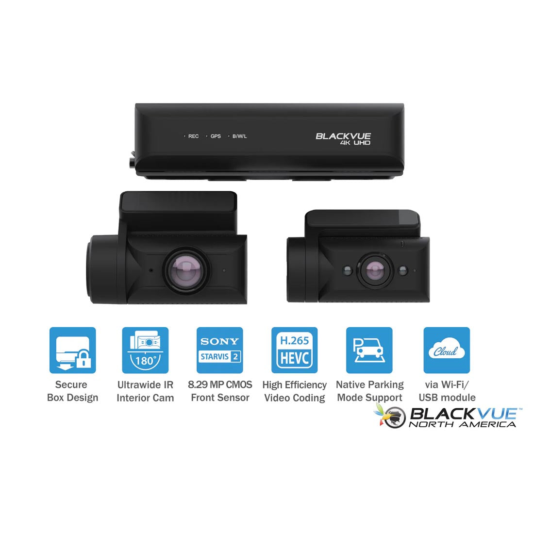 BlackVue DR970X-BOX-2CHIRPLUS 2-Channel 4K Front + 1080P Interior Dash Cam with Hidden Box Unit & 64GB MicroSD Card