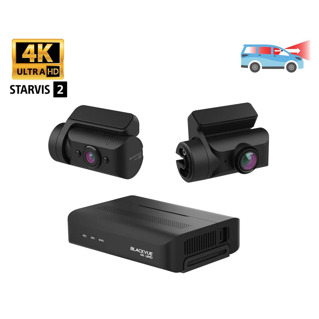 BlackVue DR970X-BOX-2CHIRPLUS 2-Channel 4K Front + 1080P Interior Dash Cam with Hidden Box Unit & 64GB MicroSD Card