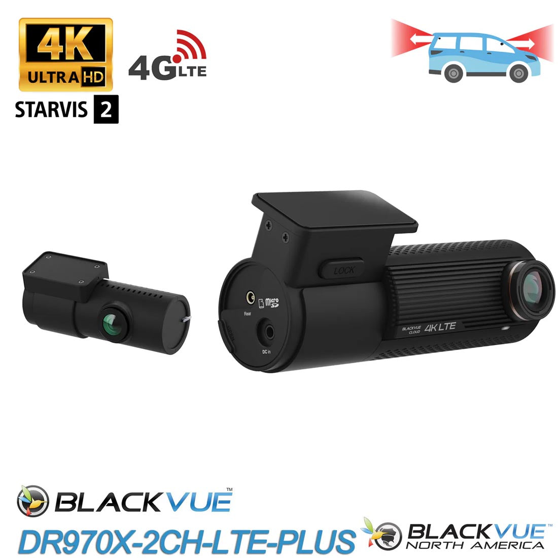 BlackVue DR970X-2CHLTE-PLUS-64 LTE Wi-Fi 64GB Front 4K + Rear 1080p Dash Cam