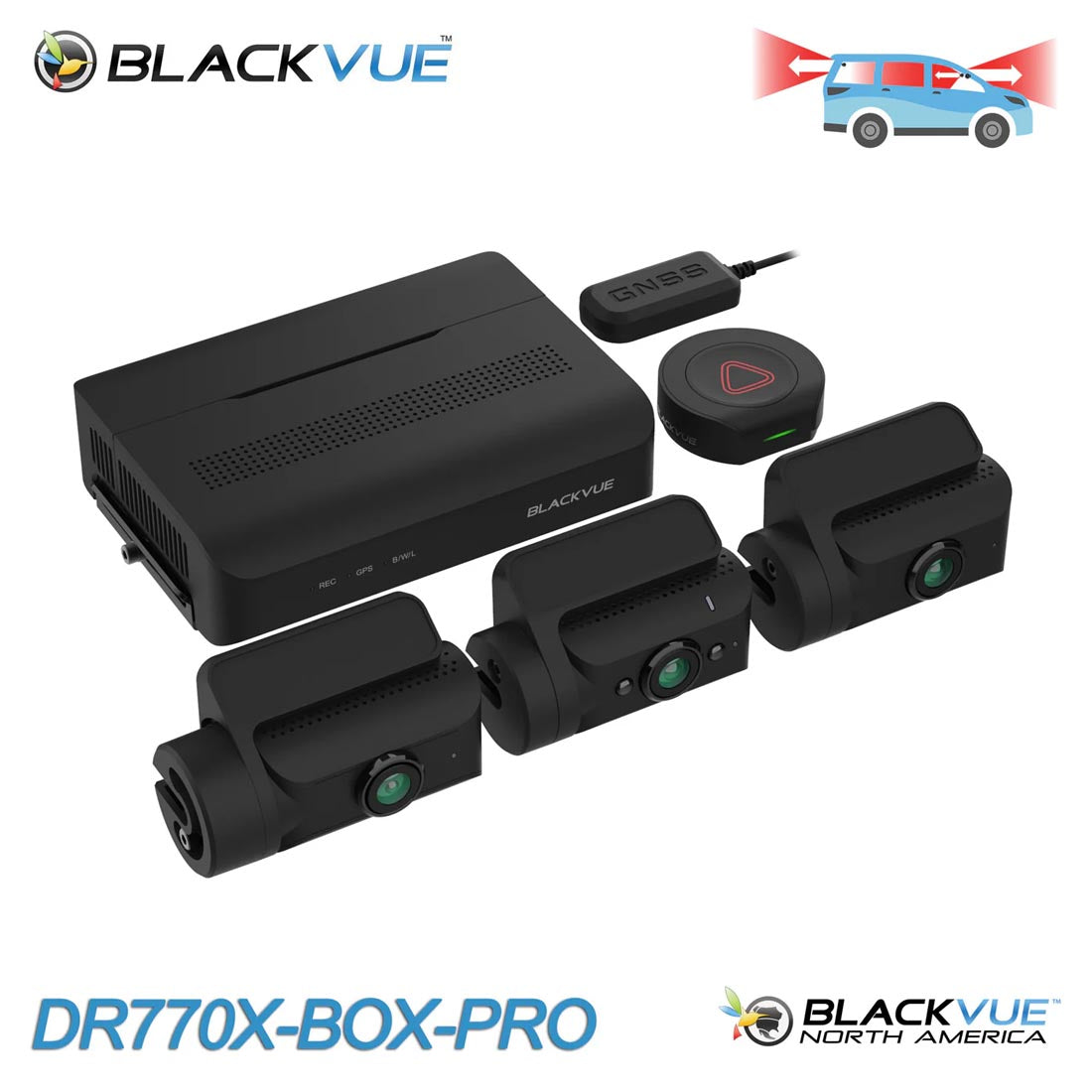 BlackVue DR770X-BOXPRO 3-Channel Customizable Dash Cam System with 1080P Front Cam & Hidden Box Unit