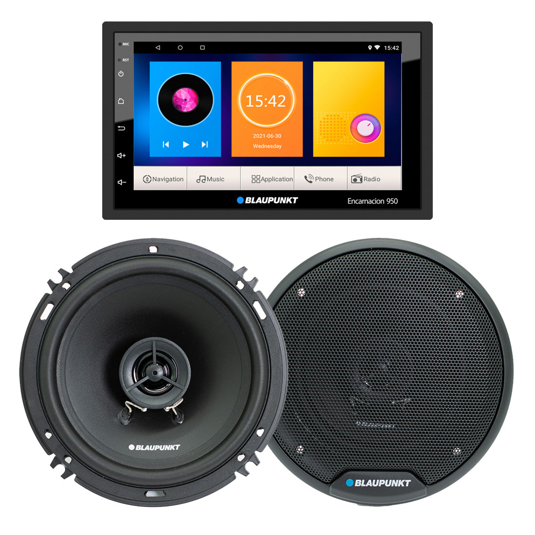 Blaupunkt ENCARNACION-E652 Bundle: ENCARNACION950 Double Din Mechless Receiver | BPS-E652 6" 2-Way Coaxial Speakers