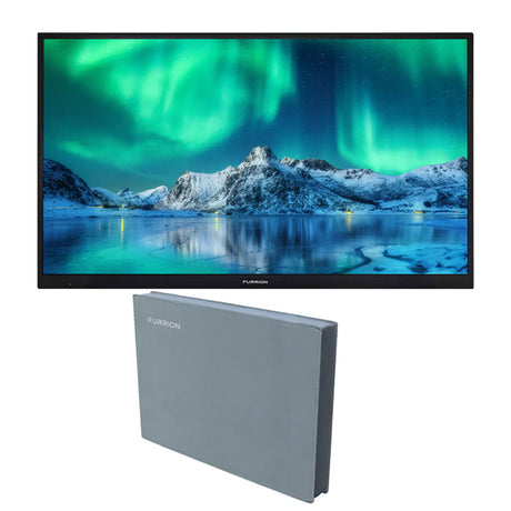 Furrion FDUP55CSA Aurora Weatherproof Outdoor 4K UHD LED Smart TV (Partial Sun) | Furrion FV1C55W Outdoor TV Cover with Remote Pocket for Aurora TV and Soundbar - Bundle